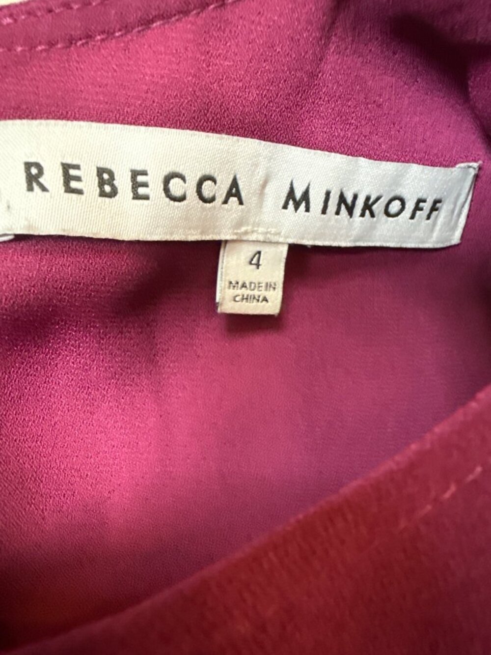 Rebecca Minkoff Magenta Wrap Dress Size 4 Short Sleeve Back Zip FLAW (MM670) - Picture 7 of 11